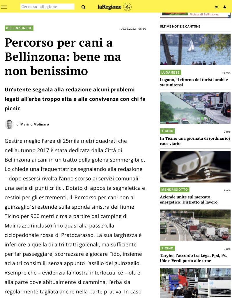 Area cani La Regione