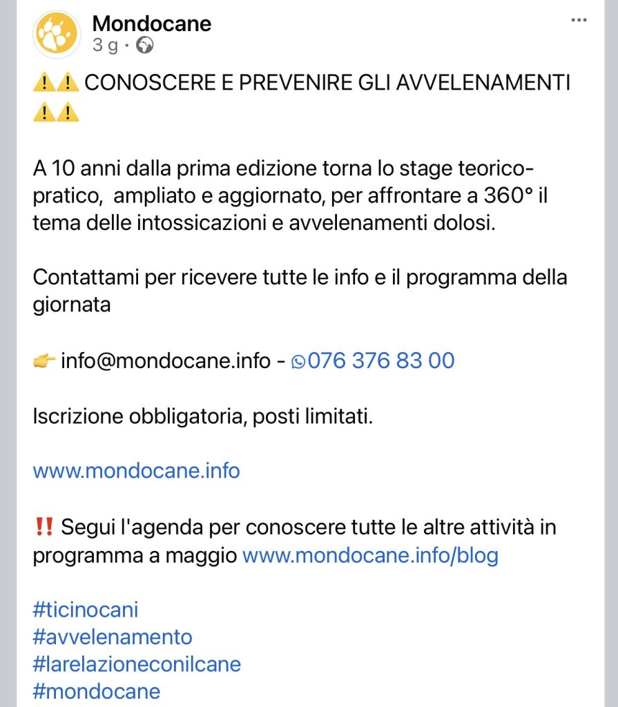 Conoscere e prevenire gli avvelenamenti Mondocane